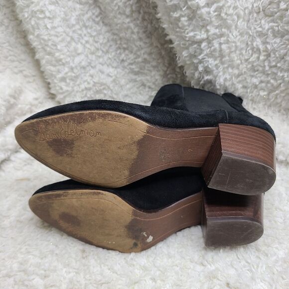 Sam Edelman Reesa Black Suede Pointed‎ Toe Stacked Heel Ankle Boots - Size 7 - Picture 6 of 7